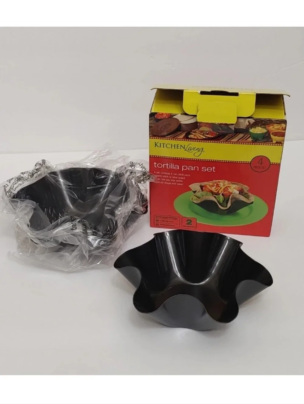 NEW Set of 4 Non Stick Tortilla Shape Pans Oven & Dishwasher Safe Kitchen Living